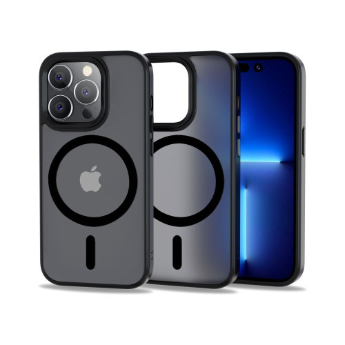 iPhone 14 Pro with black silicone edges, with plastic back (matte) MagSafe case