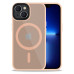 iPhone 13/14 with silicone edges, plastic matte pink with back MagSafe case