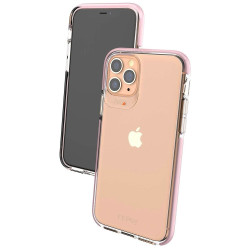 iPhone 11 Pro Max with pink silicone edges, with transparent plastic back case iPhone 11 Pro Max with pink silicone edges, with transparent plastic back case