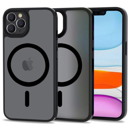 iPhone 11 Pro Max.Must matt silikoonümbris,plastikust tagusega Magsafe