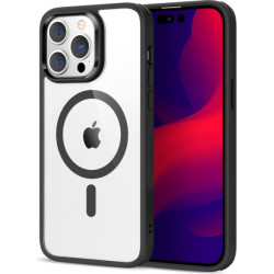 Apple iPhone 14 Pro Max - Läbipaistev/must silikoonümbris - Plastikust tagusega Apple iPhone 14 Pro Max - Läbipaistev/must silikoonümbris - Plastikust tagusega