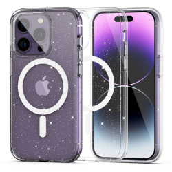 iPhone 14 Pro.Läbipaistev glitter silikoonümbris- Magsafe.