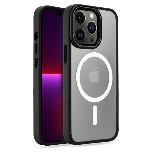 iPhone 13 Pro.Mustade silikoonist servadega,plastikust tagusega (läbipaistev)