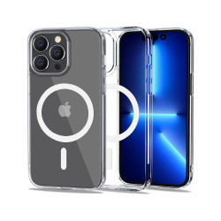 Apple iPhone 14 Pro Max - прозрачный силиконовый чехол, с пластиковой задней частью