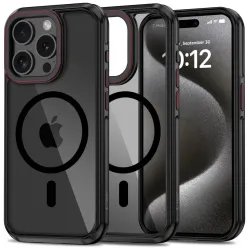 iPhone 15 Pro чёрный /красный, MagHybrid MagSafe силиконовый чехол