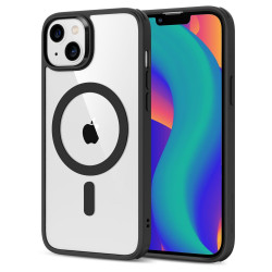 Apple iPhone 13/14 - прозрачный, с чёрными краями силиконовый чехол - с пластиковой задней частью -