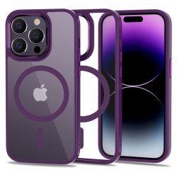 iPhone 14 Pro Max фиолетовый силиконовыми краями, пластиковой прозрачной с задней частью MagSafe чехол