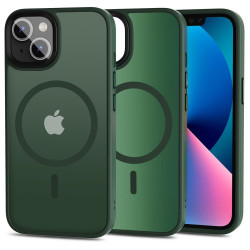 iPhone 13 Mini зелёный силиконовыми краями, с пластиковой задней частью (матовый ) MagSafe чехол