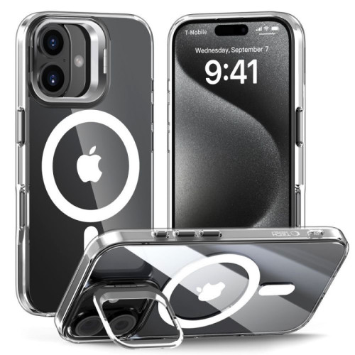 iPhone 16, прозрачный MagSafe с подставкой чехол